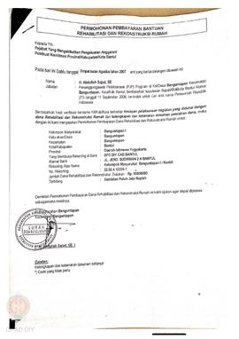 Permohonan Pembayaran Bantuan Rehabilitasi dan Rekonstruksi Rumah, Nama Kelompok Masyarakat Bangu...