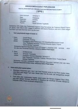 Amandemen Surat Perjanjian Penyaluran Bantuan Rehabilitasi dan Rekonstruksi Rumah (SPPB),  Nama K...