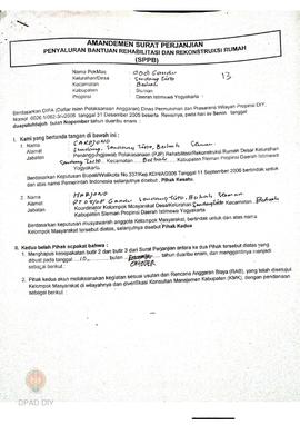 Amandemen Surat Perjanjian Penyaluran Bantuan Rehabilitasi dan Rekonstruksi Rumah (SPPB),  Nama K...