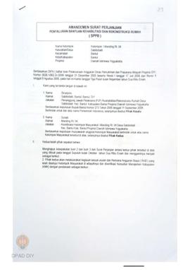 Amandemen Surat Perjanjian Penyaluran Bantuan Rehabilitasi dan Rekonstruksi Rumah (SPPB), Nama Ke...