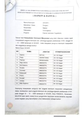 Berita Acara Pembentukan Kelompok dan Pengurus POKMAS & Penetapan prioritas usulan kegiatan R...
