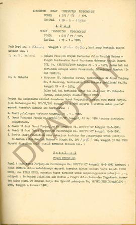 Amandemen surat perjanjian pemborongan Dinas Pekerjaan Umum Propinsi DIY No : DPU/98/107 tanggal ...