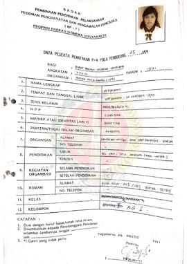 Data Peserta Penataran P-4 Pola Pendukung 45 jam bagi Organisasi Masyarakat Daerah Istimewa Yogya...