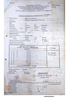 Laporan dari Balai Pengawasan dan Sertifikasi Benih II tentang hasil pemeriksaan lapangan fase pe...