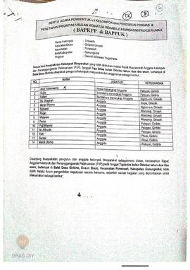 Berita Acara Pembentukan Kelompok dan Pengurus Kelompok Masyarakat dan Penetapan Prioritas Usulan...