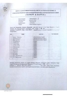 Berita Acara Pembentukan Kelompok dan Pengurus POKMAS & Penetapan prioritas usulan kegiatan R...