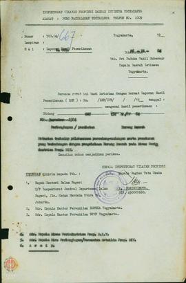 Surat dari Inspektorat Wilayah Propinsi DIY kepada Sri Paduka Wakil Gubernur DIY perihal laporan ...