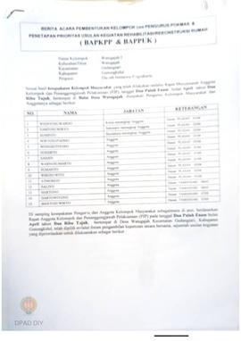 Berita Acara Pembentukan Kelompok dan Pengurus POKMAS & Penetapan prioritas usulan kegiatan R...