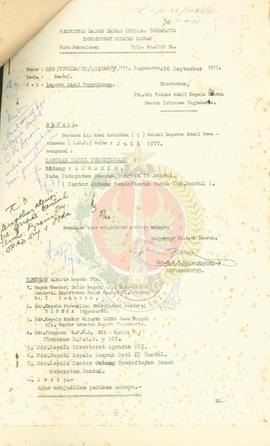 Laporan hasil pemeriksaan bidang agraria bulan Juli 1977  Kantor Cabang Pendaftaran tanah Kab. Ba...