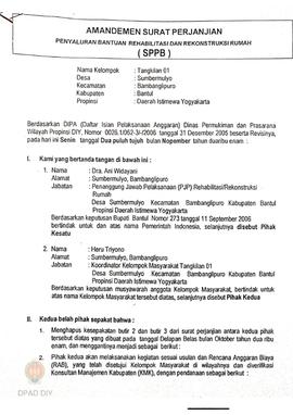 Surat Perjanjian Penyaluran Bantuan Rehabilitasi dan Rekonstruksi Rumah (SPPB),  Nama Kelompok Ma...