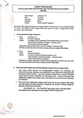 Surat Perjanjian Penyaluran Bantuan Rehabilitasi dan Rekonstruksi Rumah (SPPB),  Nama Kelompok Ma...