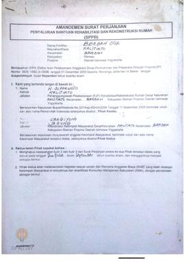 Amandemen Surat Perjanjian Penyaluran Bantuan Rehabilitasi dan Rekonstruksi Rumah (SPPB),  Nama K...