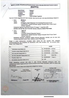 Berita Acara Penarikan/Penggunaan Dana Rehabilitasi/Rekonstruksi Rumah (BAPPD) Rusak Berat, Nama ...