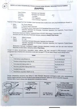 Berita Acara Penarikan / Penggunaan dana Rehab / Rekonstruksi Rumah ( BAPPD ) untuk Rumah Rusak B...