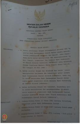 Surat dari Menteri Dalam Negeri kepada Gubernur DIY tentang Keputusan Menteri Dalam Negeri Nomor ...