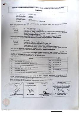 Berita Acara Penarikan/Penggunaan Dana Rehabilitasi/Rekonstruksi Rumah (BAPPD) Rusak Berat, Nama ...