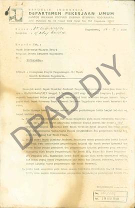 Surat dari Kantor Wilayah Departemen Pekerjaan Umum DIY kepada Sekwilda Provinsi DIY perihal pena...