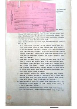 Surat Ny. Darmosuwito kepada Kepala Inspektorat Daerah DIY permohonan penanganan kasus tanah Kara...