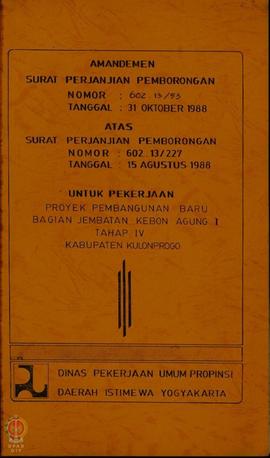 Surat Perjanjian Pemborongan Dinas Pekerjaan Umum Propinsi DIY Nomor : 602.13/227 tanggal 15 Agus...