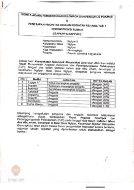 Berita Acara Pembentukan Kelompok dan Pengurus POKMAS & Penetapan prioritas usulan kegiatan R...