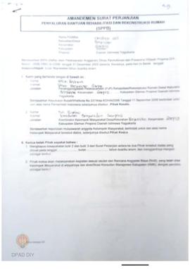 Amandemen Surat Perjanjian Penyaluran Bantuan Rehabilitasi dan Rekonstruksi Rumah (SPPB),  Nama K...