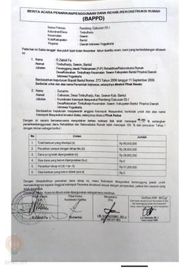 Berita Acara Penarikan/Penggunaan Dana Rehabilitasi/Rekonstruksi Rumah (BAPPD) Rusak Berat, Nama ...