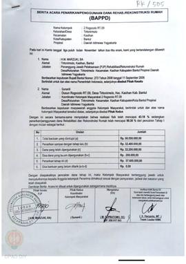 Berita Acara Penarikan/Penggunaan Dana Rehabilitasi/Rekonstruksi Rumah (BAPPD) Rusak Berat, Nama ...