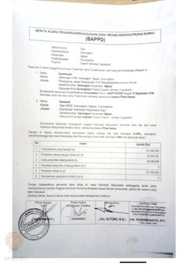 Berita Acara Penarikan/Penggunaan Dana Rehabilitasi/Rekonstruksi Rumah (BAPPD) Rusak Berat, Nama ...