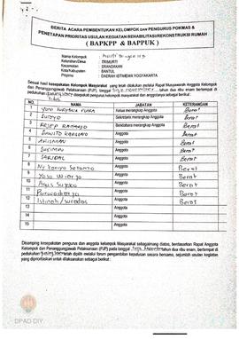 Berita Acara Pembentukan Kelompok dan Pengurus Kelompok Masyarakat dan Penetapan Prioritas Usulan...