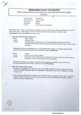 Amandemen Surat Perjanjian Penyaluran Bantuan Rehabilitasi dan Rekonstruksi Rumah (SPPB),  Nama K...