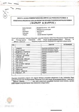 Berita Acara Pembentukan Kelompok dan Pengurus Pokmas dan Penetapan Prioritas Usulan Kegiatan Reh...