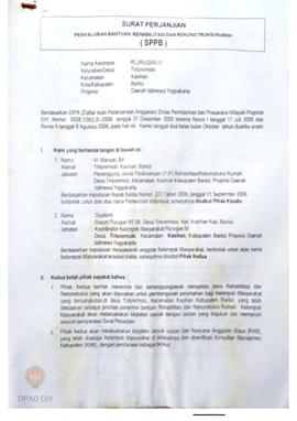 Surat Perjanjian Penyaluran Bantuan Rehabilitasi dan Rekonstruksi Rumah (SPPB), Nama Kelompok Plu...