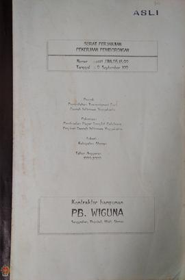Surat perjanjian pemborongan antara Departemen Transmigrasi dan PPH dengan PB. Wiguna dalam peker...