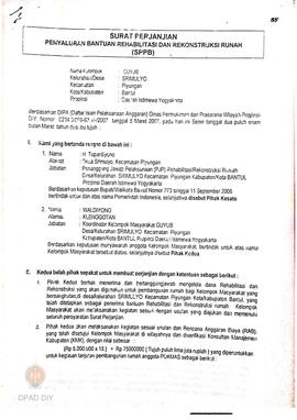 Surat Perjanjian Penyaluran Bantuan Rehabilitasi dan Rekonstruksi Rumah (SPPB)Rusak Berat, Nama K...