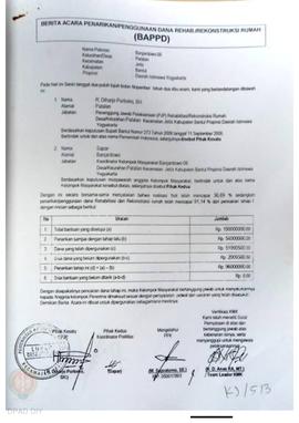 Berita Acara Penarikan/Penggunaan Dana Rehabilitasi/Rekonstruksi Rumah (BAPPD) Rusak Berat, Nama ...