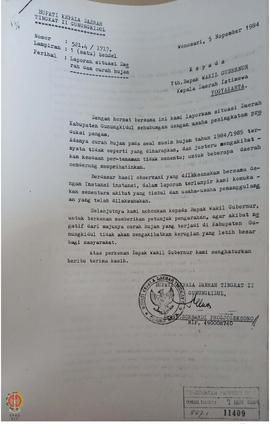 Surat Nomor 521.4/1717 tertanggal 5 Nopember 1984 dari Bupati Gunungkidul kepada Wakil Gubernur D...