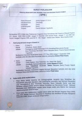 Surat Perjanjian Penyaluran Bantuan Rehabilitasi dan Rekonstruksi Rumah (SPPB),  Nama Kelompok Jo...