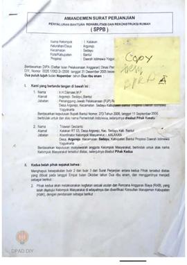 Amandemen Surat Perjanjian Penyaluran Bantuan Rehabilitasi dan Rekonstruksi Rumah (SPPB), Nama Ke...