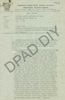 Surat Nota Dinas dari Biro Hukum Setwilda Propinsi DIY                       No : 137/589 tanggal...