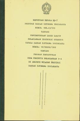 Keputusan Kepala BP-7 Provinsi Daerah Istimewa Yogyakarta Nomor: 188.43/509 tentang penyempurnaan...