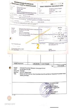 Surat Perintah Pencairan Dana kepada Kelompok Masyarakat Kabupaten Gunungkidul untuk Belanja Lain...