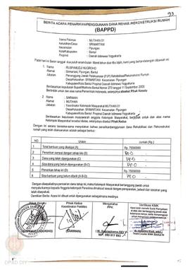 Berita Acara Penarikan/Penggunaan Dana Rehabilitasi/Rekonstruksi Rumah (BAPPD) Rusak Sedang, Nama...
