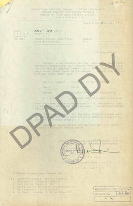 Surat dari Kepala  Markas Wilayah Pertahanan Sipil X Propinsi DIY,Kasdi SP,kepada para Kepala Mat...