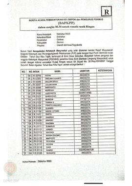 Berita Acara Pembentukan Kelompok dan Pengurus Kelompok Masyarakat dan Penetapan Prioritas Usulan...