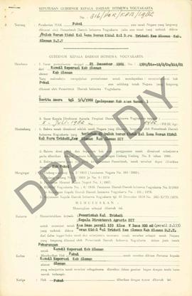 Surat Keputusan Gubernur DIY tanggal 13 Juli 1983 tentang Pemberian Hak Pakai atas Tanah Negara y...