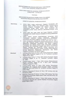 Surat Peraturan Dirjen Perbendaharaan No : Per – 66/PB/2005 Tentang Mekanisme Pelaksanaan Pembaya...