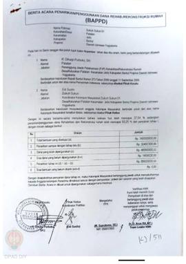 Berita Acara Penarikan/Penggunaan Dana Rehabilitasi/Rekonstruksi Rumah (BAPPD) Rusak Berat, Nama ...