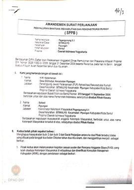 Amandemen Surat Perjanjian Penyaluran Bantuan Rehabilitasi dan Rekonstruksi Rumah (SPPB) untuk Ru...