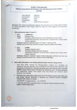 Surat Perjanjian Penyaluran Bantuan Rehabilitasi dan Rekonstruksi Rumah (SPPB), Nama Kelompok Mas...
