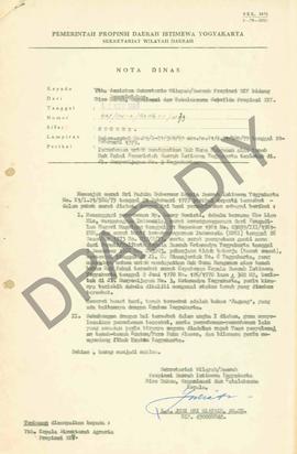 Surat Wakil Gubernur DIY kepada Kepala Biro Hukum, Organisasi dan Tata Laksana Setwilda DIY tenta...